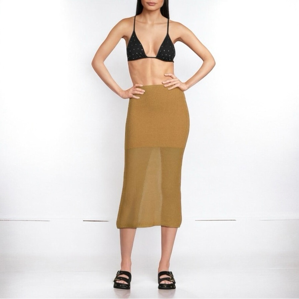 🌻NEW w/tags WEWOREWHAT Cotton Blend Knit Midi Skirt Size Medium